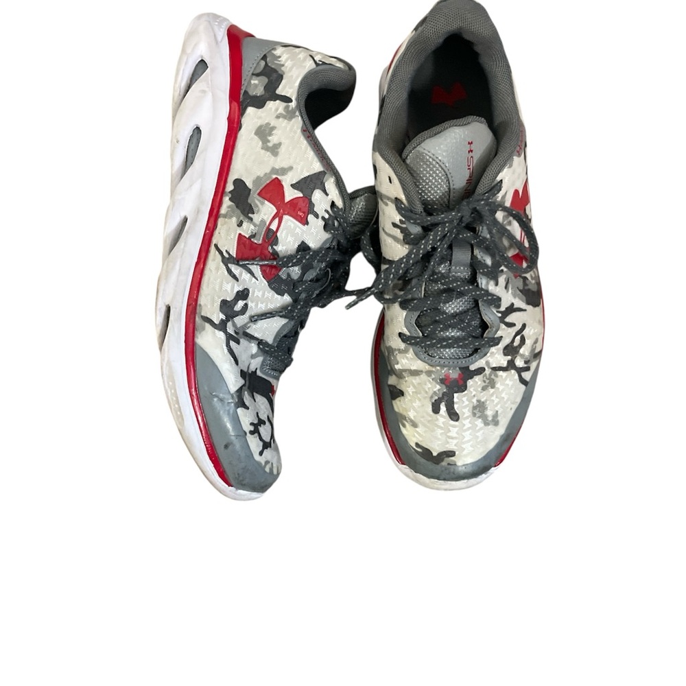 Kids Under Armour Spine White and Gray Camo Edition Sneakers